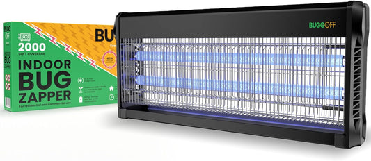 BUGGOFF Black Modern Indoor Electric Bug Zapper, 2000 SQFT Coverage, 3500 Volts of Stunning Power