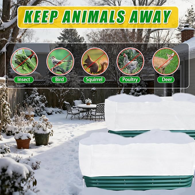 2 Pack Plant Covers Freeze Protection for Raised Garden Beds, Rectangular Winter Plant Frost Cloth with Insulated Liner and Drawstring, Garden Bed Frost Protection Blanket for Winter Outdoor Plants