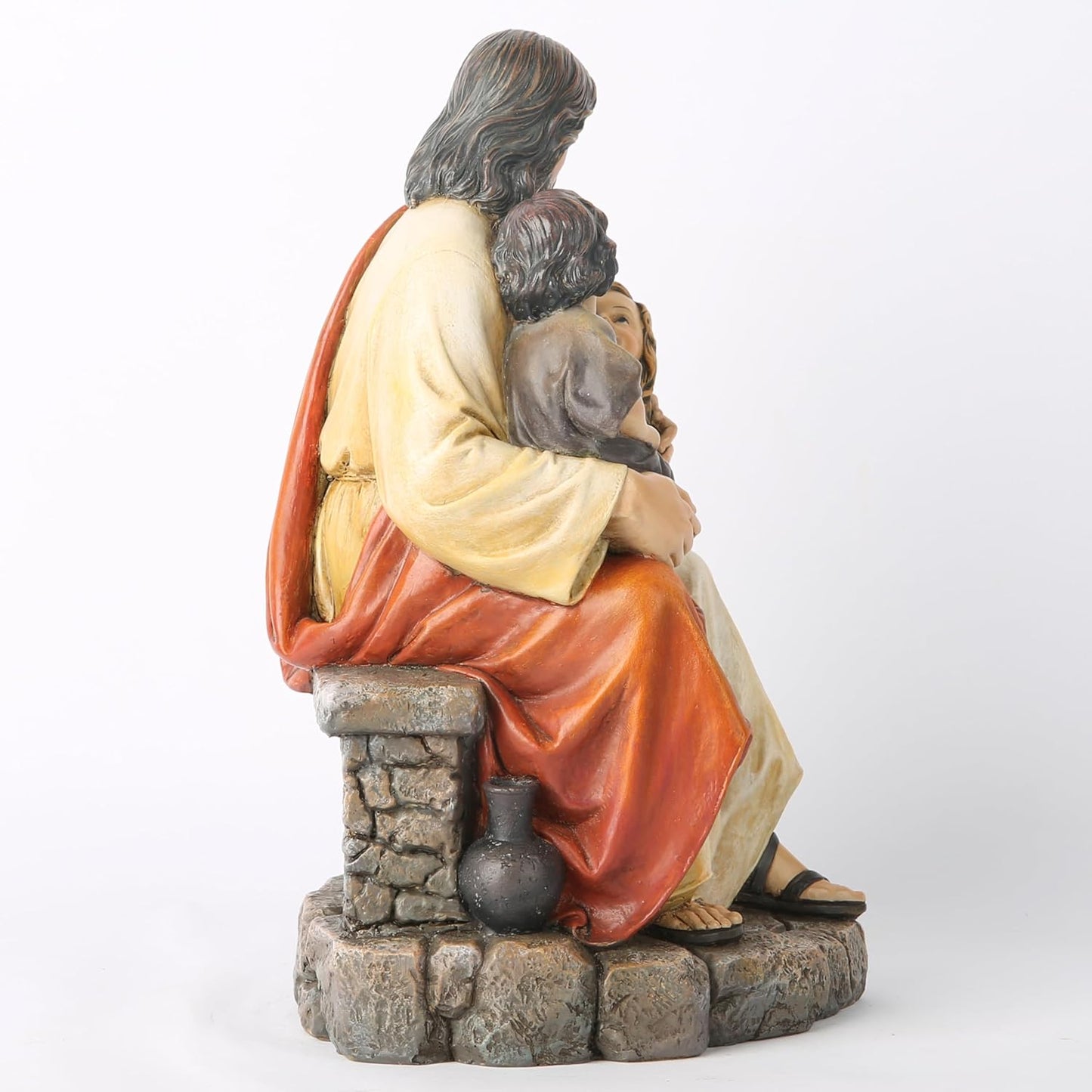 BC Catholic Jesus with Children Statue, Religious Figure, Inspirational Indoor Home Decor, Devout Gift for Child Baptism, 8.8" H, Renaissance Sculpture Handmade by Buildclassic