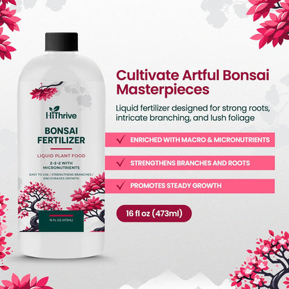 16oz Bonsai Tree Live Liquid Plant Food - Makes 32 Gallons of Bonsai Fertilizer Liquid, Premium Macronutrient Formula Enriched with Micronutrients for Healthy Roots, Branching & Foliage