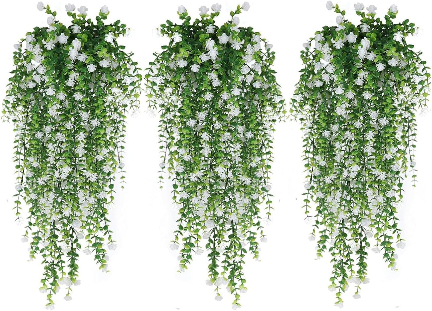 WEISPARK Artificial Hanging Flowers, 9pcs Fake Eucalyptus Vine Faux Flower Greenery Garland Plastic Plants for Indoor Outdoor Wall Garden Wedding Home Party Decor