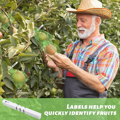 120 Pcs Fruit Protection Bags 3 Size Green Mesh Bags for Fruits Vegetables with 120 Pcs Plant Label Drawstring Mesh Pest Barrier Netting Cover for Veggies Garden