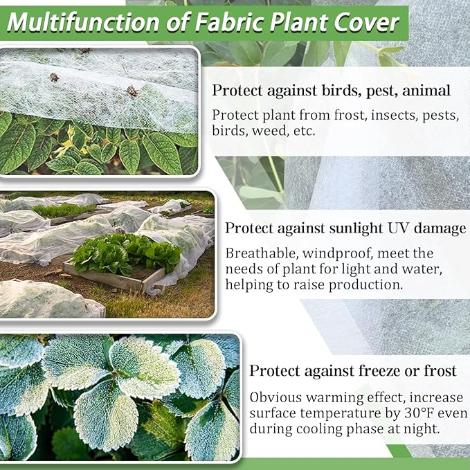 Plant Covers Freeze Protection, 5FT x 30FT 0.9oz Reusable Floating Row Cover Plant Blankets Frost Cloth for Clod Winter Frost Sun Pest Protection