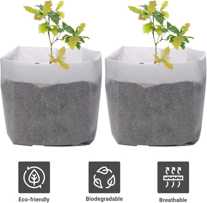 GREANER Plant Nursery Bags, 40 PCS 15.7""x14.2"" Garden Bags to Grow Vegetables, Non-Woven Biodegradable Plant Pots for Gardening Seed Plant Bag, Potato, Flower, Tomato Plant Starts, White