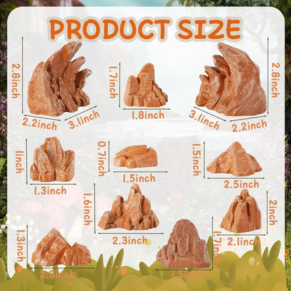 Warmtree 10 Pcs Simulation Rockery Diorama Rocks Stone for Diorama Supplies Miniature Terrain Fairy Garden Zen Garden Accessories Terrarium Decor Tank Aquarium Decoration (Brown)