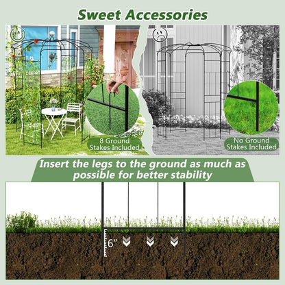 Giantex Birdcage Shape Gazebo - 9.4' H x 6.8' W Metal Arch Trellis for Climbing Plants Clematis Vines, French Style Pergola Pavilion Garden Arbor for Weddings Photoshoots Ceremony Party Outdoor Decor