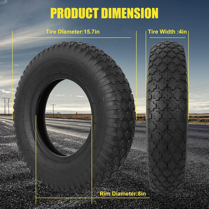 Upgrade 4.80/4.00-8 Tire and Inner Tube Set - Thick Replacement Pneumatic Rubber Wheelbarrow Tire - Wheel Barrow Wheels and Tires for Hand Truck Garden Cart 1 Pack