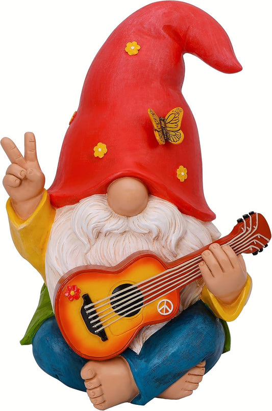 Mood Lab Garden Gnome - Funny Hippie Gnome Figurine - 9.25 Inch Tall Lawn Statue - for Outdoor or