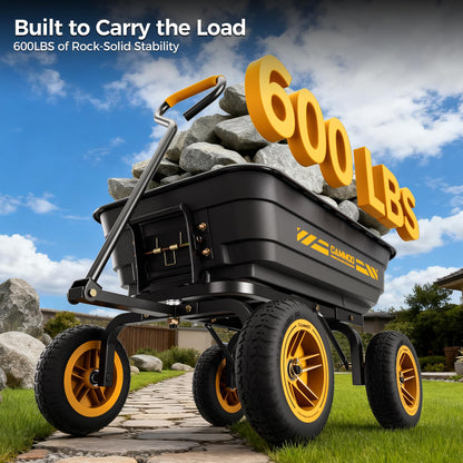 CAMMOO 10 Inch No-Flat Tires 600 lb Garden Dump Cart 4 Cu.Ft.
