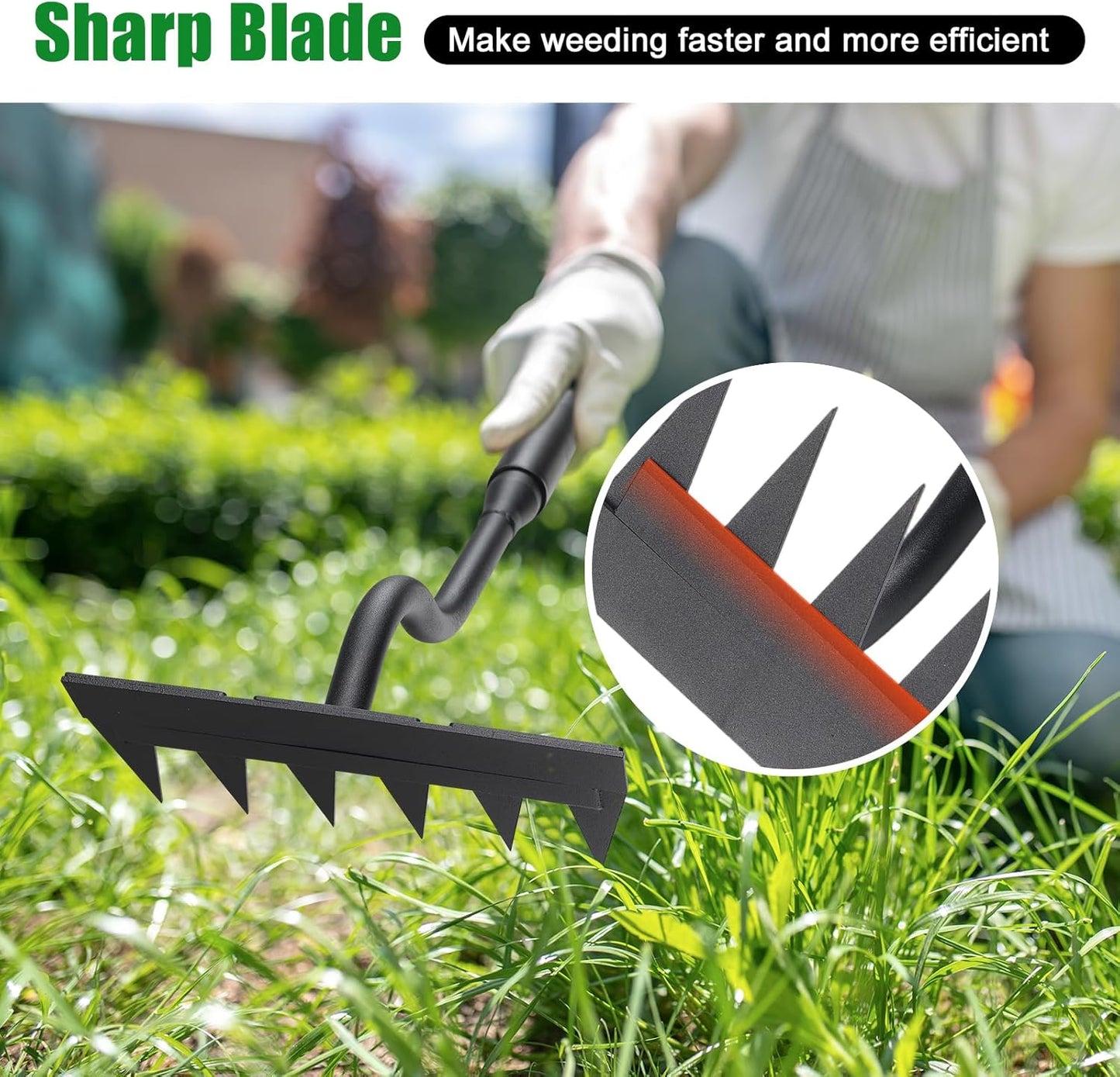 Weed Puller Tool, Garden Weeding Rake Tools with Detachable Long Handle, 56 inch Weed Remover Gardening Hand Tool for Lawn, Yard, atio and Backyard (6 Tines)