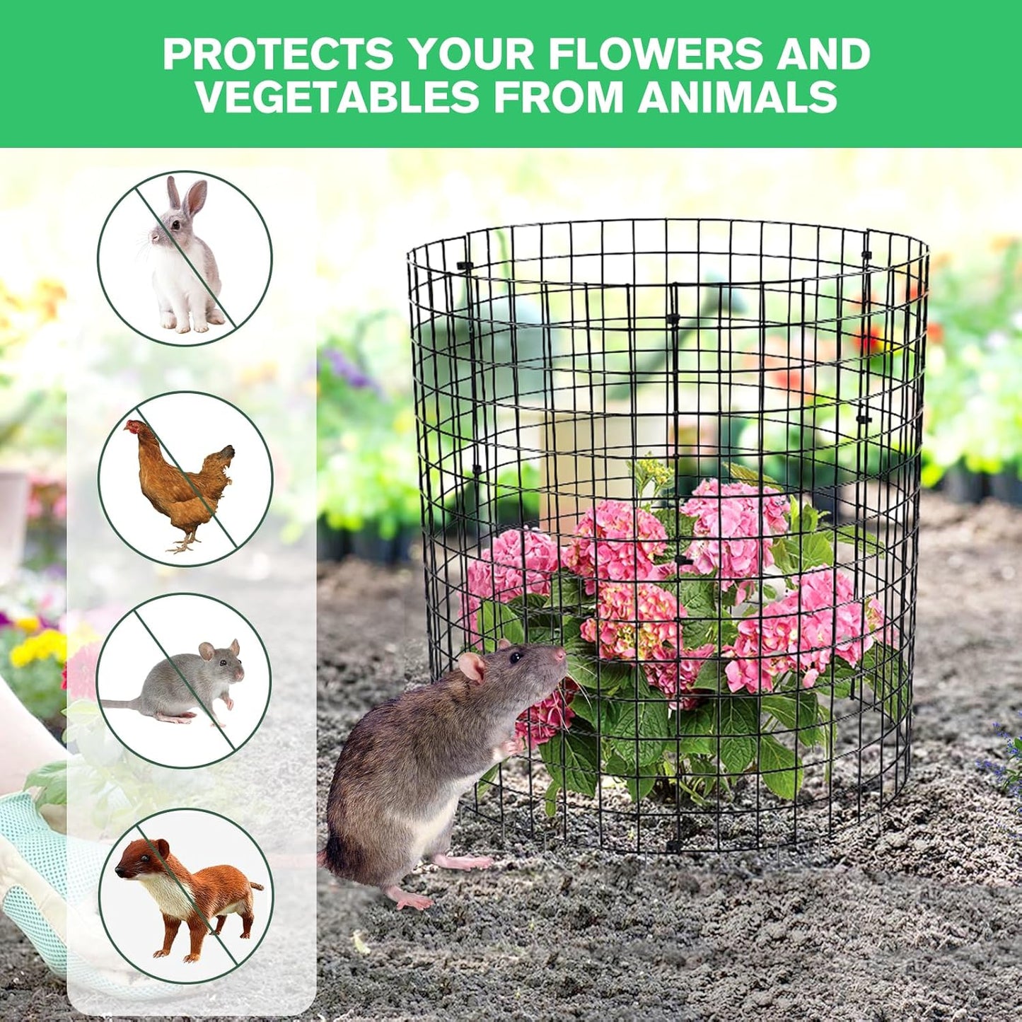 MWELLEWM 15Pcs Plant Protectors from Animals Metal Plant Cages for Outdoor Plants Plant Cage & Supports Keep Animal Out Garden Wire Mesh Protection from Rabbit Chicken Squirrel Tree Flower