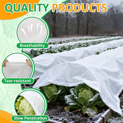White Plant Covers Freeze Protection, 10 x 50 ft - 2 oz/yd² Frost Cloths for Outdoor Plants, Tree Covers Freeze Protection, Winter Garden Blanket, Sun Cover for Plants for Greenhouse, Vegetables