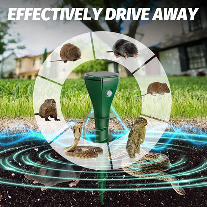 Mole Repeller for Lawns，8 Packs Solar Powered Vole Repellent Ultrasonic Pest Control Stake, Waterproof Sonic Pulse Deterrent for Gopher Vole Snake in Lawn, Garden & Yard