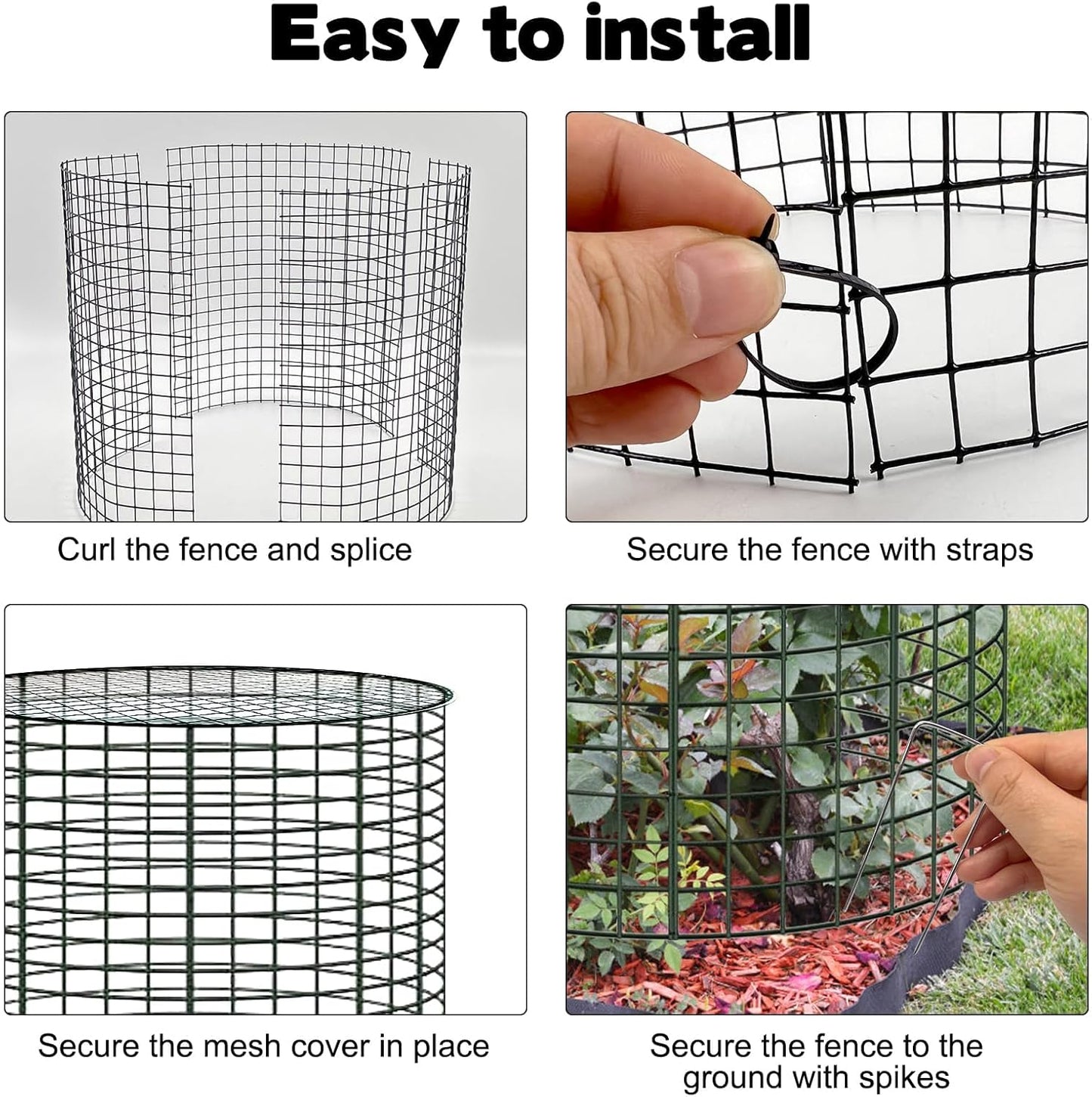 6 Sets of 24'' x 12'' Garden Plant Protectors from Animals with Detachable Covers, Metal Plant Cage Chicken Wire Cloche with Ground Stakes and Nylon Tie, Wire Plant Cage to Keeping Bunny Animals Out