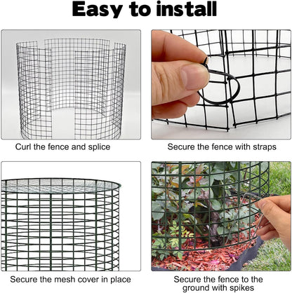 6 Sets of 24'' x 12'' Garden Plant Protectors from Animals with Detachable Covers, Metal Plant Cage Chicken Wire Cloche with Ground Stakes and Nylon Tie, Wire Plant Cage to Keeping Bunny Animals Out