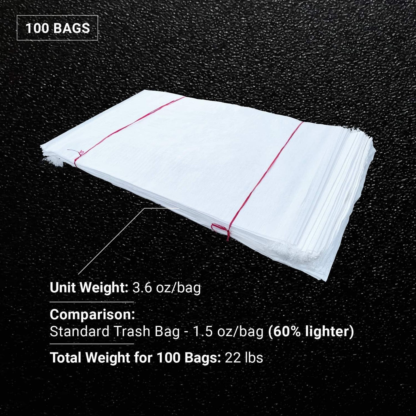 Sandbaggy Large Sandbags - Size: 25" x 40" - Thick Heavy Duty Contractor Bags, Heavy Duty Garbage Bags, Dumpster Bag, Construction Trash Bags, 6 mil (100 Bags)