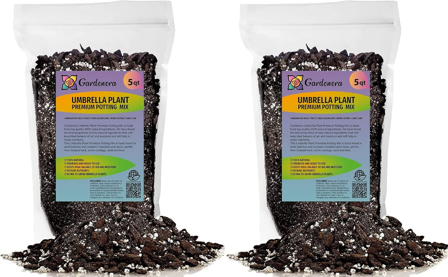 Gardenera Umbrella Plant Premium Potting Mix - 10 Quart - Nourish Your Plants with Nature's Finest Ingredients (2 Bags of 5 Quart)
