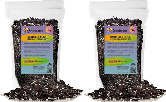 Gardenera Umbrella Plant Premium Potting Mix - 10 Quart - Nourish Your Plants with Nature's Finest Ingredients (2 Bags of 5 Quart)