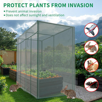 SUNYRISY Garden Plant Netting Crop Cage for Garden Raised Bed, 6.5 x 3.3 x 6 Ft Plant Cover Cage Protectors from Animal for Outdoor Plants with Frame and Zippered Door