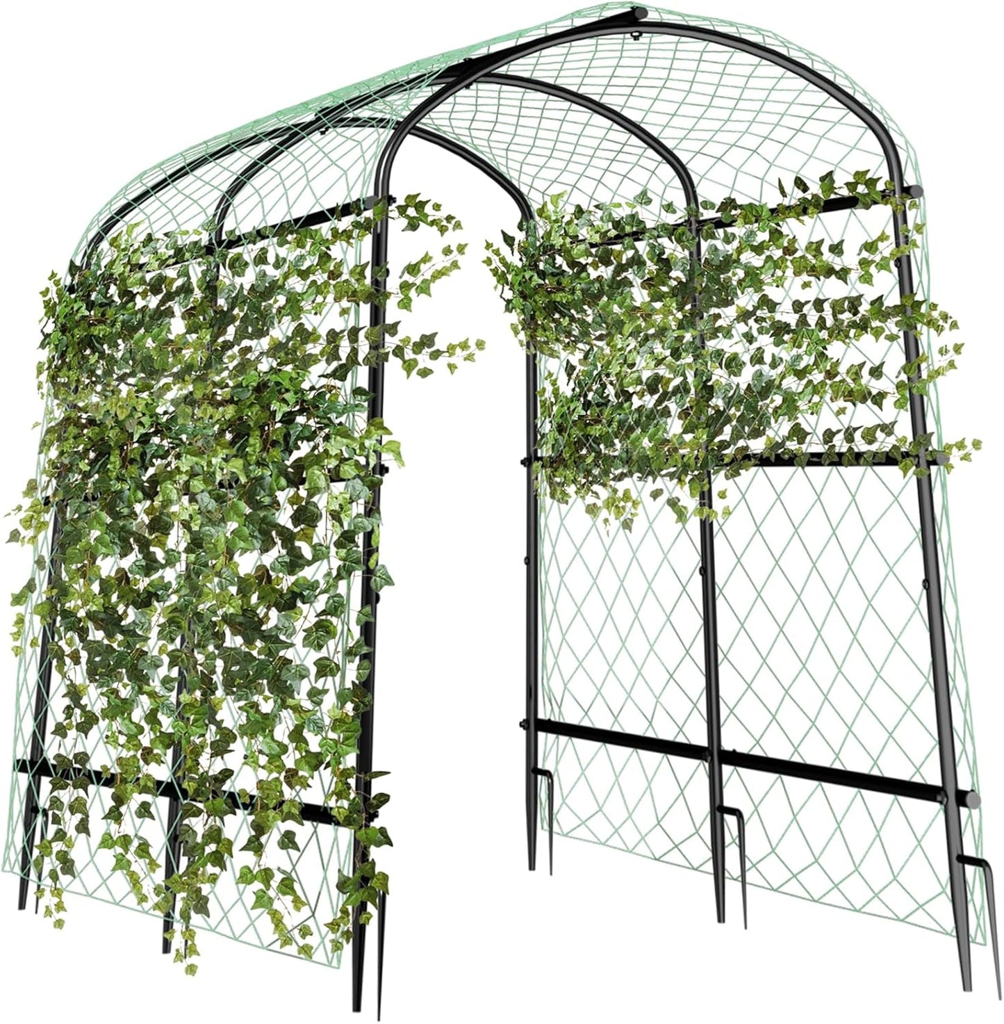 unho Black Iron Garden Arch Trellis for Climbing Plants, 41*64*63inch, Rustic Archway Arbor Tunnel for Vegetables, Cucumber, Raised Bed