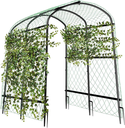 unho Black Iron Garden Arch Trellis for Climbing Plants, 41*64*63inch, Rustic Archway Arbor Tunnel for Vegetables, Cucumber, Raised Bed