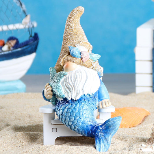 Leekung Mermaid Garden gnome Statue Outdoor Decor,Mermaid gnome Figurine for Outside Indoor Patio