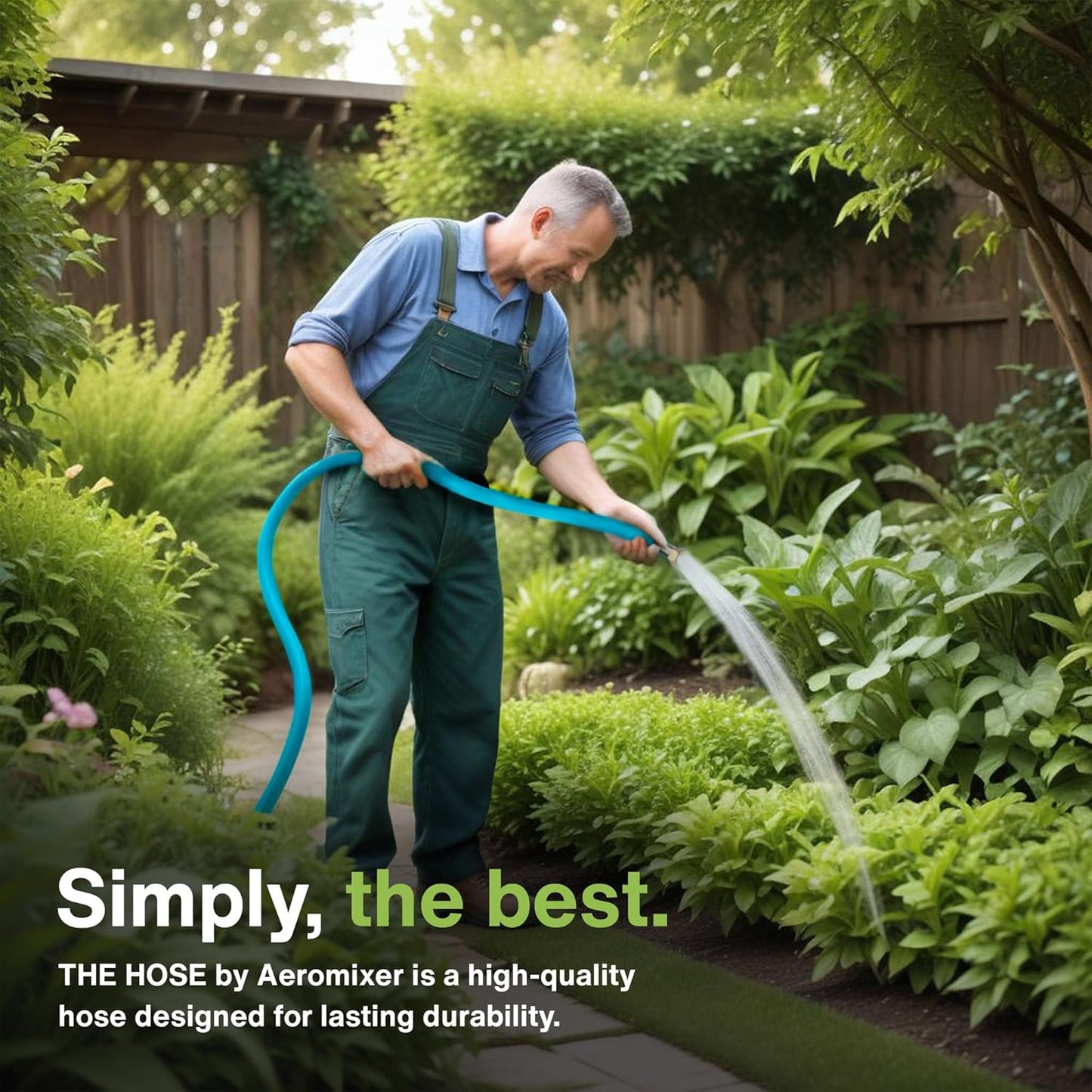 Aeromixer THE HOSE - 3/4 Inch Garden Hose 10 Feet, Kinkless Commercial Short Garden Hoses, Heavy Duty Industrial Water Hoses for Outdoors, 650 PSI High-Pressure Watering Tool for Farming and Gardening