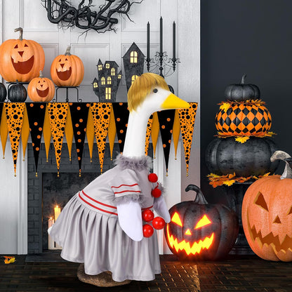 Talltalk Halloween Clown Goose Outfit Clothes for 23" High Cement or Plastic Goose Lawn Clothing Porch Garden Costume for Porch Yard Lawn Patio Outdoor Statue Art