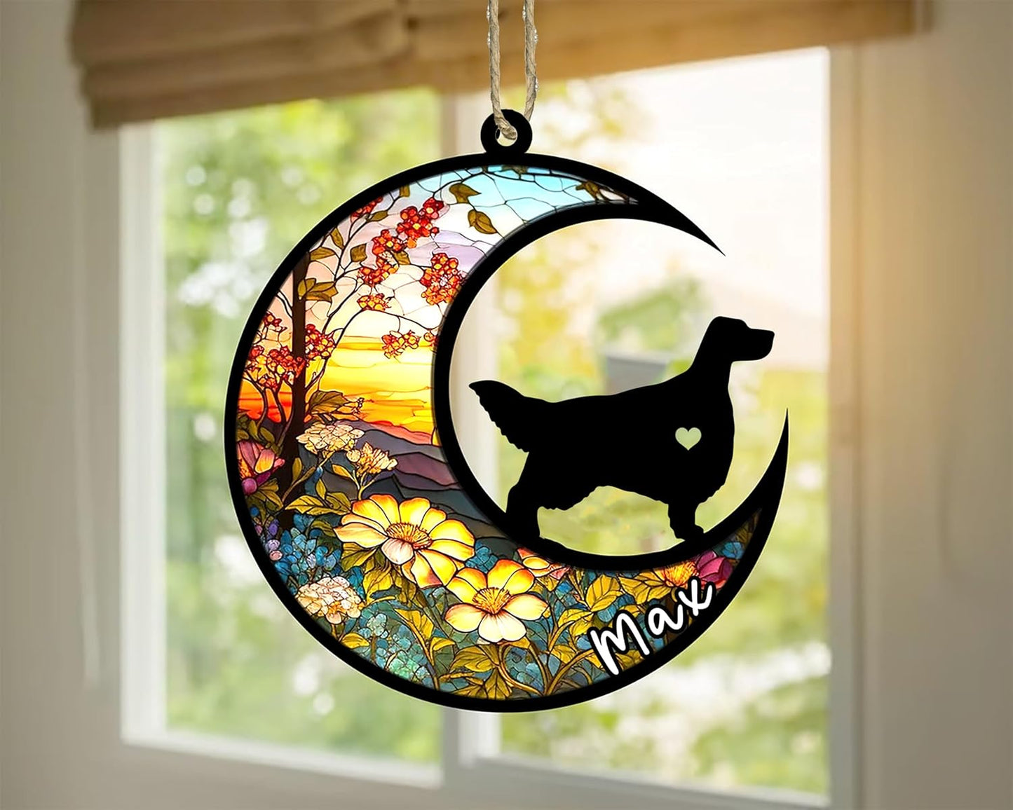 Personalized Dog Memorial, Custom Name English Setter Dog Christmas Ornament with Name, Custom Breeds, Pet Loss Light Catcher, Gifts for Lovers Loss of Pet Sympathy on Mothers Day Christmas