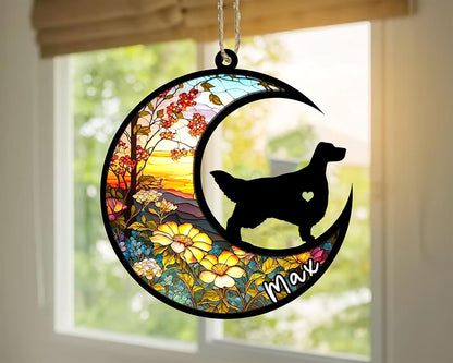 Personalized Dog Memorial, Custom Name English Setter Dog Christmas Ornament with Name, Custom Breeds, Pet Loss Light Catcher, Gifts for Lovers Loss of Pet Sympathy on Mothers Day Christmas