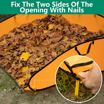 2 Pcs 140 Gallon Pop up Leaf Collector, Foldable Lawn Leaf Pick Up Bag Tool, Large Yard Dustpan Type Garden Bag, Reusable Yard Waste Bags for Cleaning Up Weeds Branches Waste Trash Debris