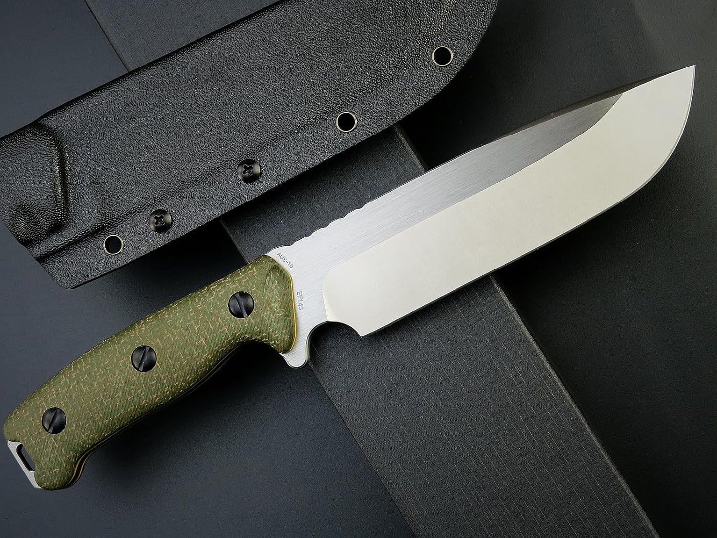 Eafengrow EF143 Fixed Blade Knife AUS-10 Steel Blade Micarta Handle Full Tang EDC Tool Straight Knife for Working Camping Hunting