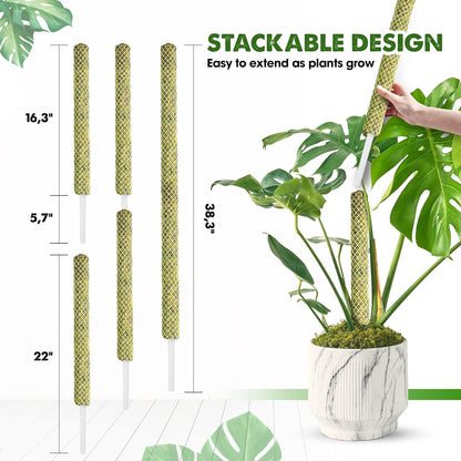 DUSPRO Stackable Mesh Moss Pole for Plants Monstera Potted Plant Stakes for Indoor Plants Extendable Plant Pole Moss Sticks for Plants Climbing Vine Supporting Monstera Trellis 2Pack 22''