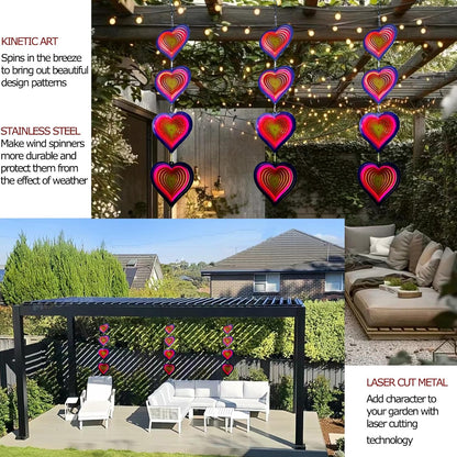 DJUAN Heart Wind Spinners Outdoor Garden Decor - Birthday Gifts for Mom Grandma Women,Metal Hanging Ornaments for Yard Lawn Window Ceiling Home Christmas Day Party Wedding Decoration