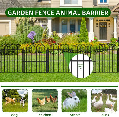 Decorative Garden Fence 17in x11.25ft,10 Pack Rustproof Metal No Dig Fence Animal Barrier for Dog, Arched Flower Bed Edging Ornamental Wire Border Panel Fencing for Yard Patio Outdoor Decor