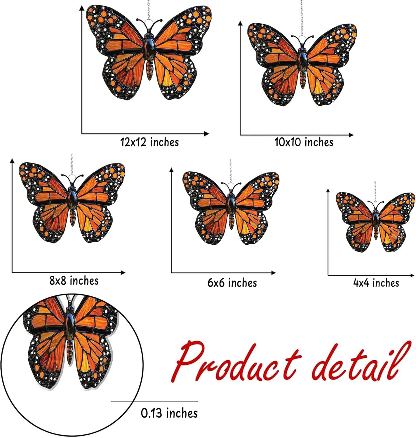 Monarch Butterfly Acrylic Suncatcher Stained Glass Effect Window Car Hanging Christmas Ornament Indoor Outdoor Decor Garden Sun Catcher Panel for Butterfly Lover for Women Mom Grandma