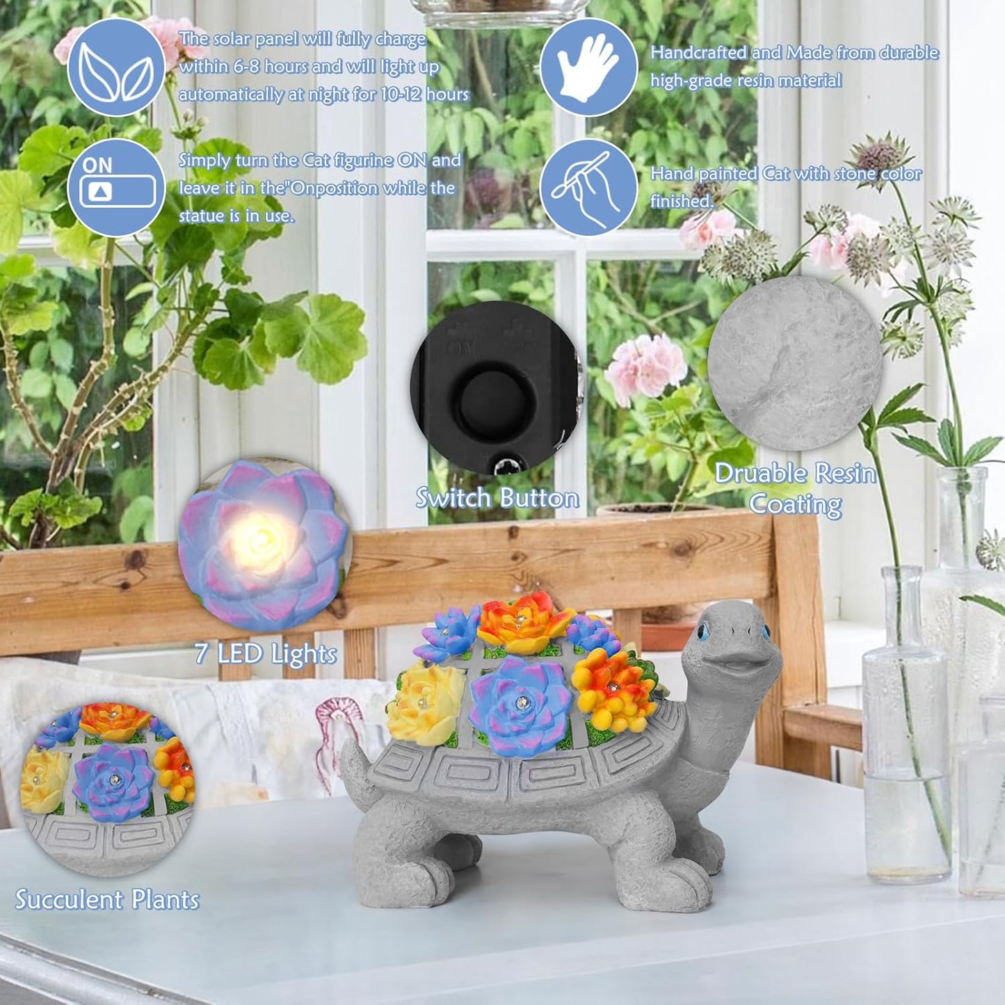 Womens Gifts Solar Turtle Statues for Garden Decor, Outdoor Sculptures for Clearance Lights for Outside Lawn Ornaments Porch Patio Balcony Yard Home - Birthday Easter Gifts for Mom Grandma
