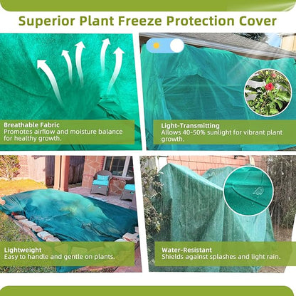 Plant Covers Freeze Protection, 10ft X 50ft Floating Row Cover 1.47 oz/yd² Fabric, Garden Frost Cloth Frost Blanket Plant Frost Covers for Outdoor Winter Frost/Sun Pest Protection - Green