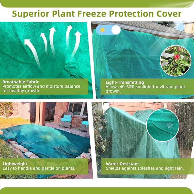 Plant Covers Freeze Protection, 10ft X 30ft Floating Row Cover 1.47 oz/yd² Fabric, Garden Frost Cloth Frost Blanket Plant Frost Covers for Outdoor Winter Frost/Sun Pest Protection - Green