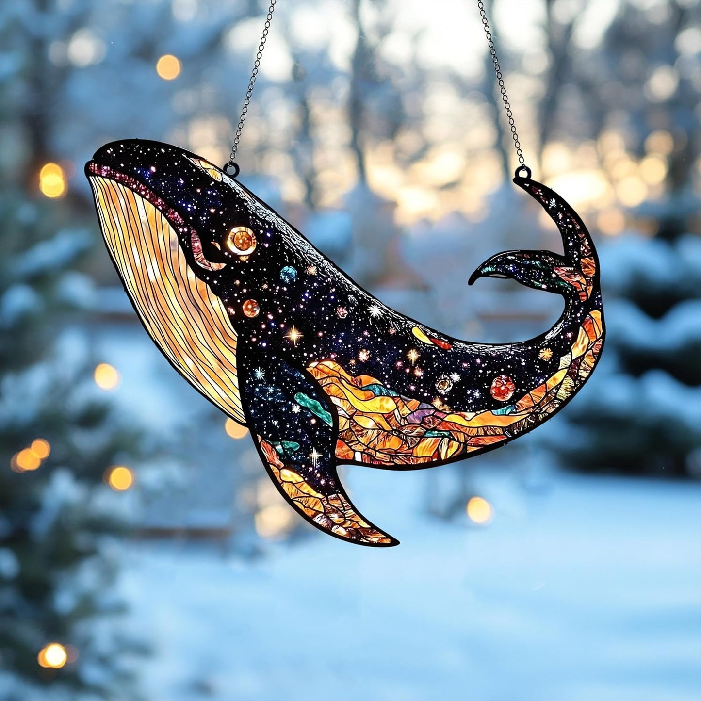 Ocean Whale Acrylic Suncatcher Window Hanging Stained Glass Style Light Catcher Beach Sea Life Home Decor