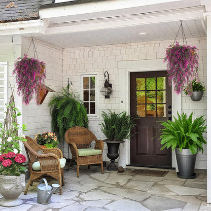 SJL Artificial Flowers for Outdoors Fake Hanging Plant Spring Fake Greenery UV Resistant Artificial Plant Faux Lavender Flower Hanging Greenery Vine for Wedding Farmhouse Porch Shelf Decor (Fuchsia)