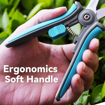 CYRUS 6” Gardening Scissors Hand Pruner Pruning Shear with Straight Stainless Steel Blades Trimming Hand Pruner