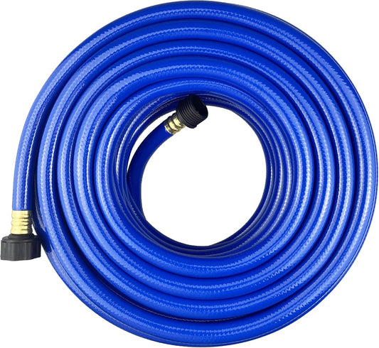 PVC Garden Hose 1/2 Inch, Flexible Water Hose with Male and Female Fittings, No Leaking, Heavy Duty, for Household, Outdoors, Lawns, Patio (75 FT, Blue, Plastic Fittings)