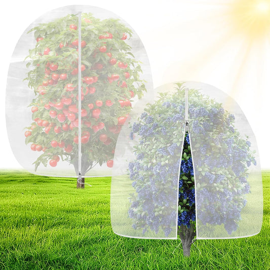 OZMI Bird Netting for Garden Blueberry Bushes Fruit Tree Netting Cover 4 x 4 FT, 2 Pack Plant Protection Mesh Bags with Zipper, Shrubs Bush Tomato Strawberry Berry Barrier Protectors Net
