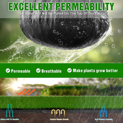 4FT x 50FT Weed Barrier Landscape Fabric Heavy Duty, 3.2oz Premium Gardening Weed Control Mat with 20 U-Shaped Securing Pegs, Ground Cover for Garden Beds, Farming, Underlayment, Commercial Driveway