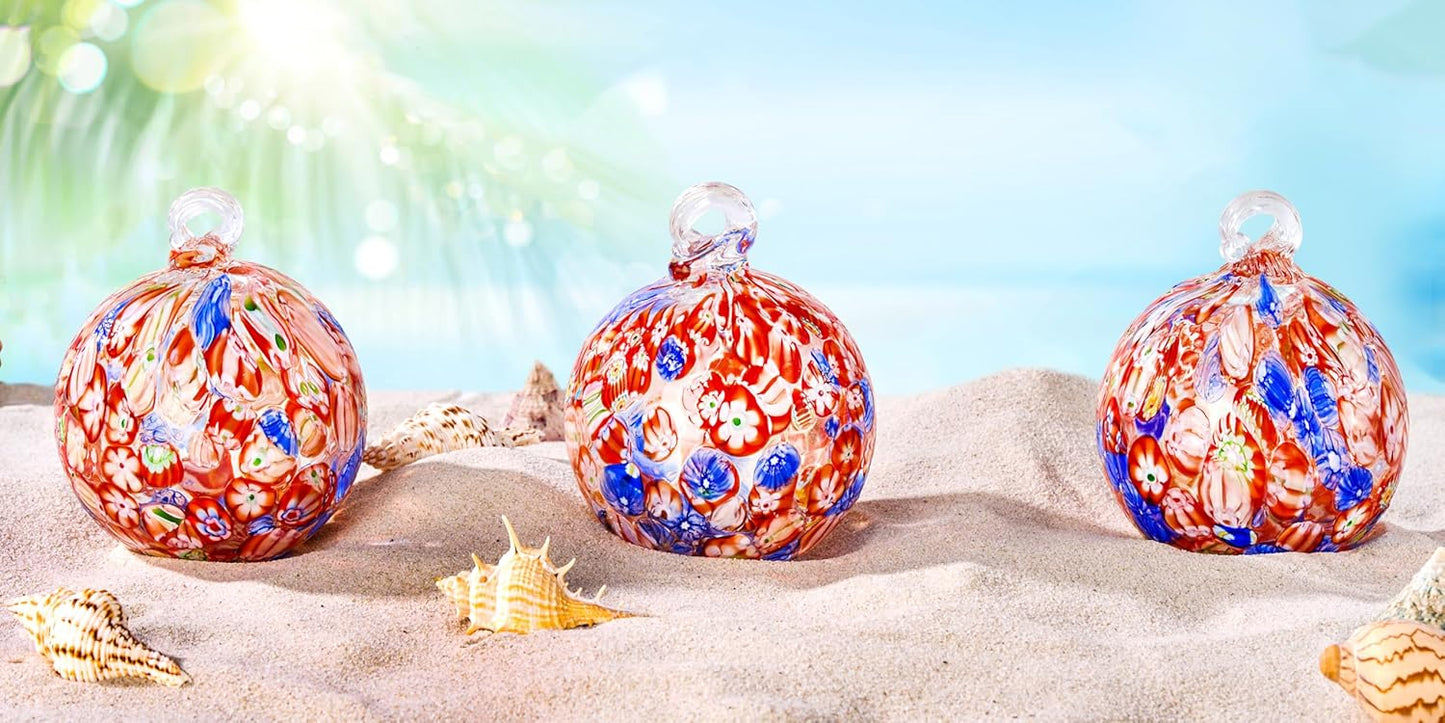EUSTUMA Hand Blown Glass Witch Ball,Glass Ornament Hanging Garden Gazing Ball Indoor Outdoor Home Décor. (2)