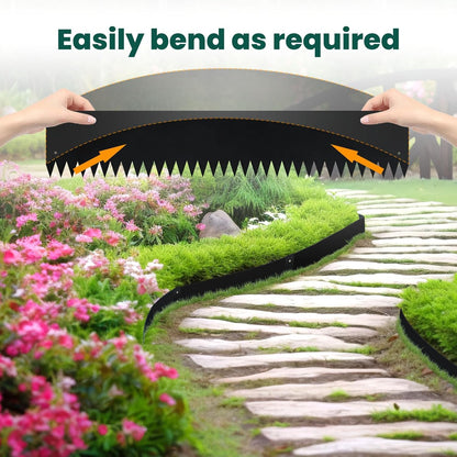 Metal Landscape Edging Galvanized Steel Edging Metal Garden Edging Border 40 Inch Strips 8 Inch Depth Black Steel Landscaping Edge 6-Pack for Lawn Yard Pathway 20 Ft Total (with 6 Clips)