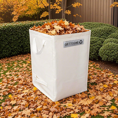 Lawn Bags for Yard Waste | Heavy-Duty Collapsible Leaf Bag, 38 Gallon Reusable Garden Clippings Container & Outdoor Trash Can with 2 Carry Handles (Square Bigger)