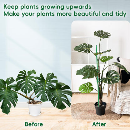 Plant Stakes, 20Pcs Plant Support Stakes Extended to 3ft 4ft 5ft, BOVITRO Garden Stake with Clips for Indoor Outdoor Plants, Orchid Sticks, Tomato Amaryllis Vegetable Stakes for Garden (14.2Inch)