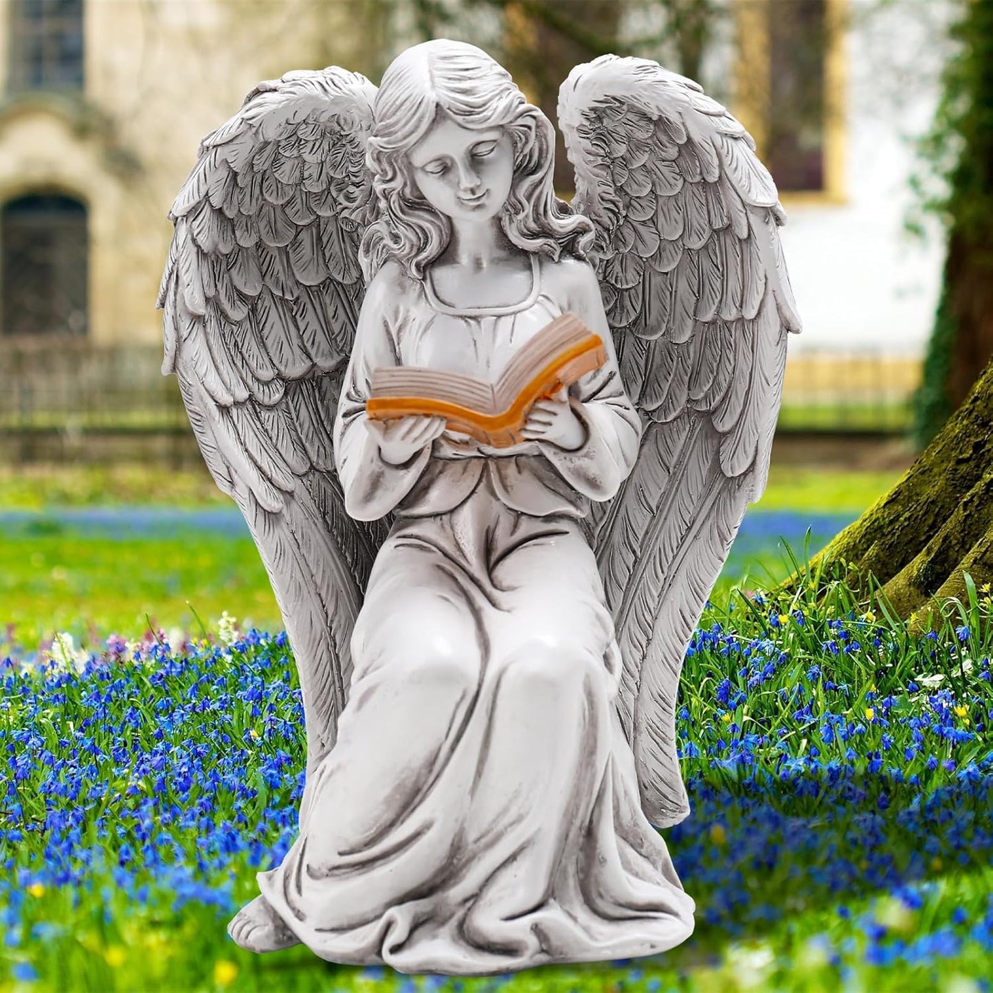 Angel Statue for Garden - 7.88 inches Guardian Solar Garden Statue, Gardening Gifts for Mom Grandma Lawn Ornaments Figurines for Outdoor Decor